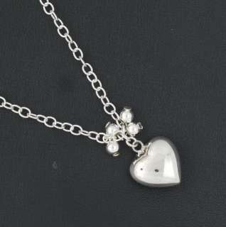 17 Love Heart Dangle 925 Sterling Silver Link Chain Necklace  