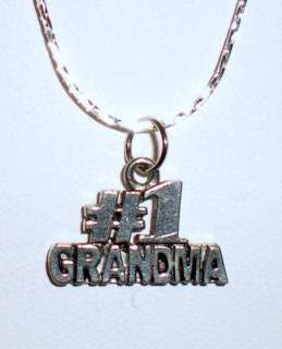 Pewter Worded #1 Grandma Pendant Necklace & FREE Chain  
