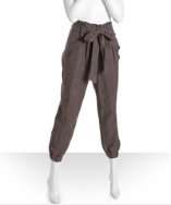 Leifsdottir fig brown silk cotton paper bag waist harem pants style 