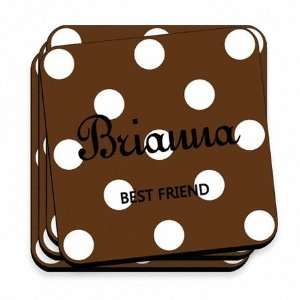 Personalized Cocoa Polka Dot Coaster Set 