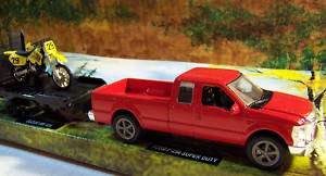 Scale Ford F 250 Pickup w/Trailer & Suzuki Motorcycle  