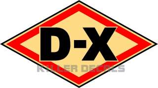 OLD STYLE DX D X GAS PUMP OIL TANK DECAL WITH CREAM BACKGROUND 