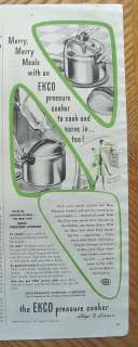 1946 EKCO Pressure Cooker Print Ad  