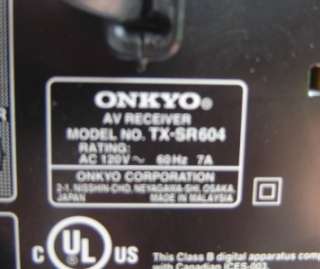 Onkyo TX SR604 7.1 Channel Home Audio AV HDMI Receiver  