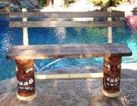 Tiki Statue Wooden Bench Seat Patio Bar Table Furniture  