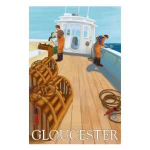  Gloucester, MA, Lobster Fishing Boat Scene Giclee Poster 
