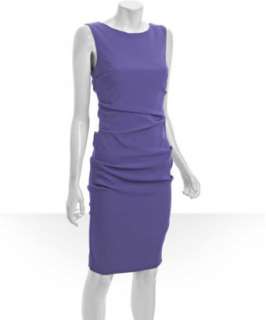 Nicole Miller lilac stretch crepe tuck pleat crewneck dress   