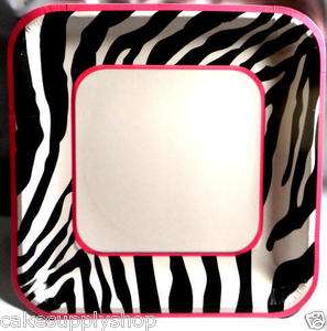 PINK ZEBRA PAPER LUNCH DINNER PLATES PARTY SUPPLIES NEW  