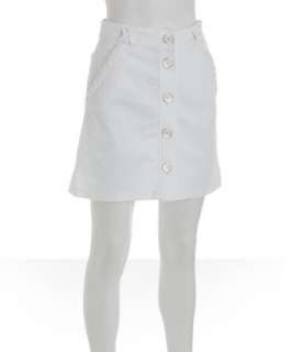 Tibi white denim high waisted button skirt  