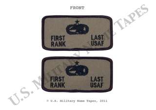 TWO U.S. AIR FORCE 2x4 SUBDUED NAME PATCHES w/VELCRO for FDU & NOMEX 