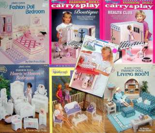 Fashion Doll Barbie Plastic Canvas Furniture Patterns   YOU CHOOSE 
