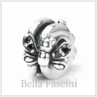 Bella Fascini DRAGONFLY BLACK CZ Sterling Silver European Charm Bead F 