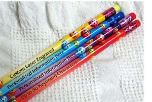 24 Custom PERSONALIZED Regular Pencils Smiley Face Mix  