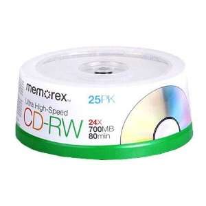  Memorex 24X CD RW Rewritable Media 25 Pack in Cake Box 