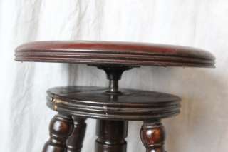 L1054 ANTIQUE PIANO STOOL WITH ORNATE GLASS BALL AND CLAW FEET  