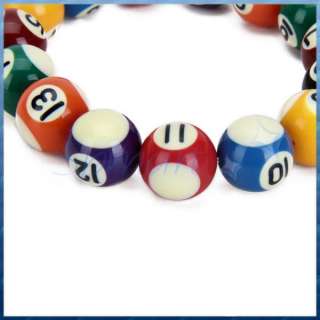 15 Assorted Color Billiards/Pool Balls Charm Beads Bracelet Wristband 