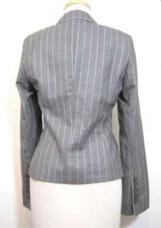 ESCADA Womens Gray with Green Pin Striped NEW WOOL Blazer Jacket sz 34 