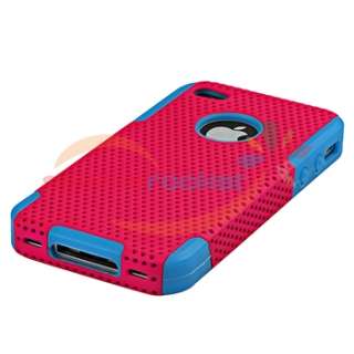 Red/Blue Hybrid Rubber Case+Privacy Filter Protector For Apple iPhone 