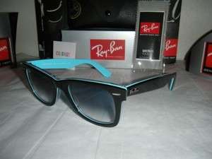 Ray Ban Wayfarer 2140 1001/3F Blk Azure Sunglasse 54MM 805289325062 