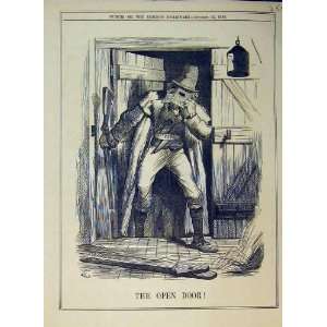    Man Open Door Gun Shed 1885 Politics Mask Hat Cloak