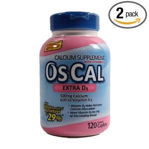 Os Cal Calcium Supplement With Vitamin D Bottles, 120 Coated Caplets 