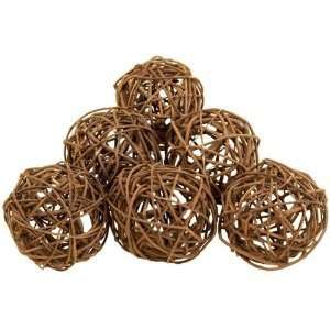 Wickers 6 Natural Decorative Balls Bamboo Wood Round 4d  