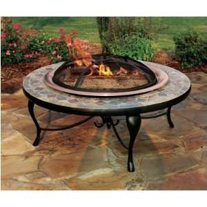  Fire Pit Slate Mosaic with Copper Accents and Copper Bowel 