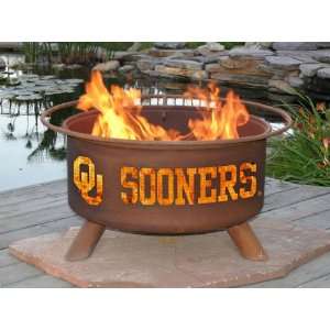   Oklahoma Sooners Portable Steel Fire Pit Grill Patio, Lawn & Garden