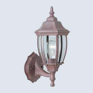   Light Outdoor Wall Lantern, Tile Bronze Finish with Clear Ribbed Glass