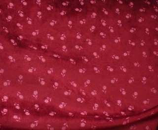 Ruby Red Floral Velour Fashion Fabric  Costumes 1yd lot  