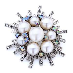   Day Jewelry Classic Flower Pearl Surrounded In Group Brooches Pins