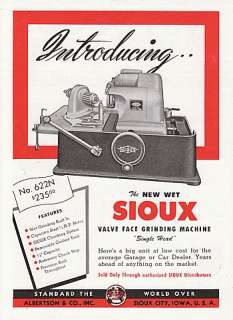  Co Sioux City IA Ad No. 622N Sioux Valve Face Grinding Machine  