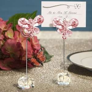   Pink Crystal Butterfly Place Card Holders