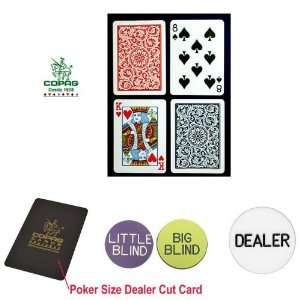  Copag™ Poker Size PLASTIC Playing Cards & Dealer Kit 