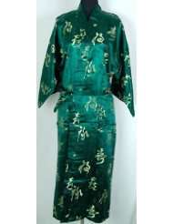 Shanghai Tone® Blessing Kimono Robe Sleepwear Gown Green One Size