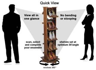 Oak Finish Revolving Shoe Rack Storage/Holder/Shelf  