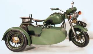 WWII Sidecar BMW Motorcycle Green Collectible Metal Toy  