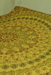 Indian Cotton Bed Sheets Embroidered Bedspread Yellow  