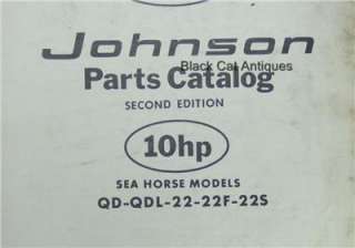 1961 Johnson Sea Horse 10HP Outboard Mtr Parts Catalog QD QDL 22 22F 