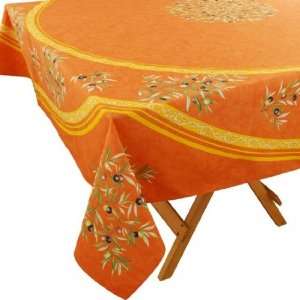    Olive Baux Orange Cotton Tablecloths 68 x 68 Square