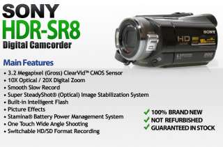 Sony HDR SR8 100GB AVCHD Camcorder HDRSR8 BRAND NEW 027242719705 