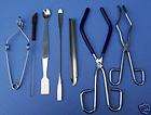 lab tools tongs scoop spatulas clamp stir rod one day