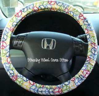 Car Steering Wheel Cover Peace Signs Hippie Print NEW  