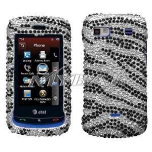 Rhinestones Shield Protector Case for LG Xenon GR500, Zebra Stripes 