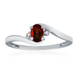  JANUARY Birthstone Ring 10K White Gold Garnet Ring 