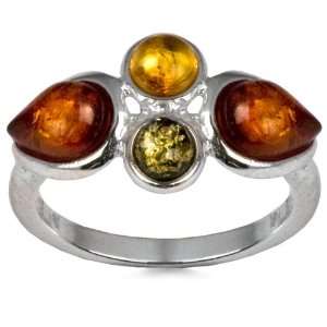   Multicolor Sterling Silver Amber Classic Ring Graciana Jewelry