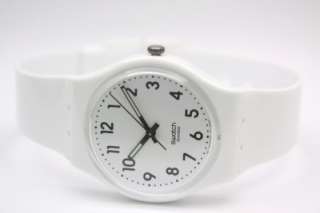 New Swatch Just White Plastic Shiny Band Easy Reader Watch 35mm GW151 