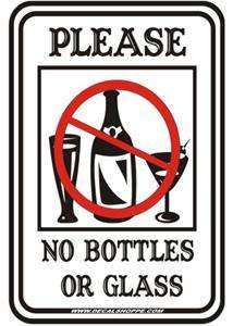 No Bottles Or Glass In Pool Area Aluminum Sign, New  