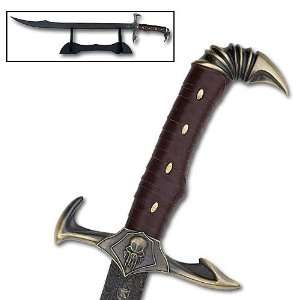  Fantasy Demon Black Blade Scimitar Sword w/ Free Stand 
