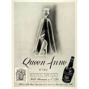  1939 Ad Queen Anne Scotch Whiskey Royal Lady Crown Hound 